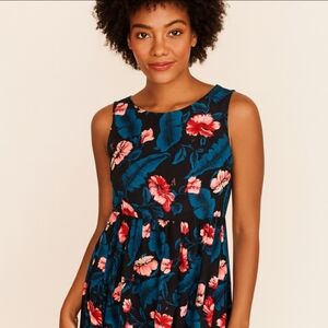 Ninewe Black Green Floral Tropical Plus Sz Dress Sz XXL